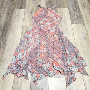 Paisley Print Asymmetrical Hem Dress